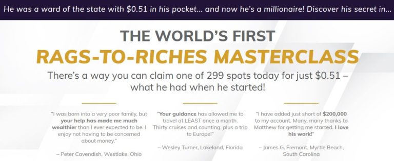 Rags to Riches Masterclass by Matthew Carr